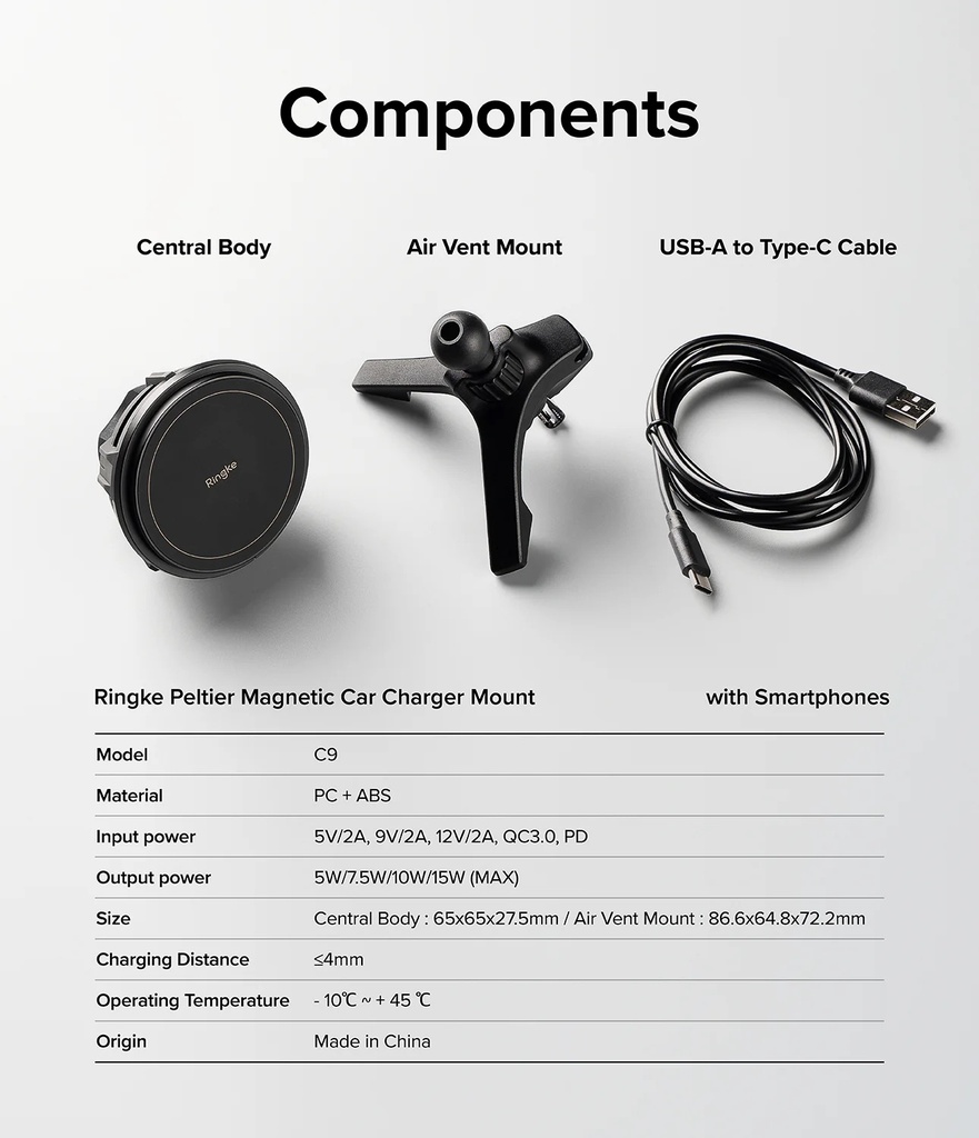 Ringke Qi2 Peltier Magnetic Car Charger Mount