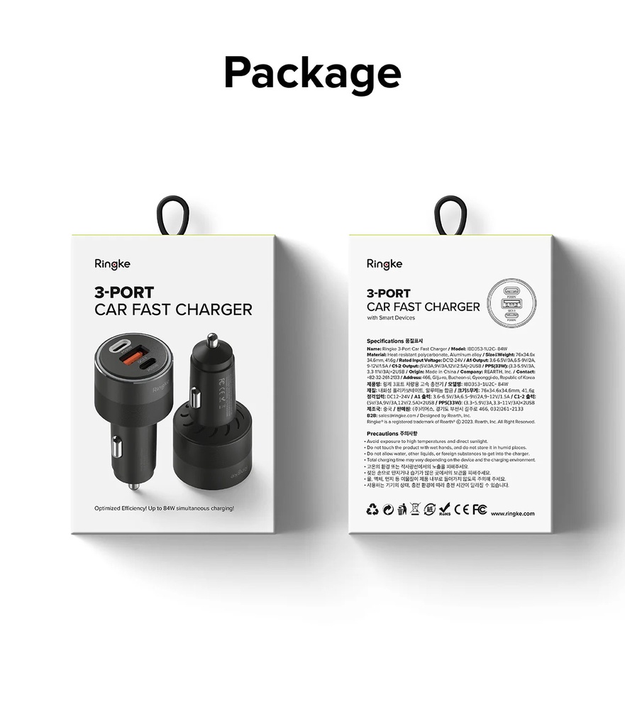 Ringke 3 Port Car Fast Charger