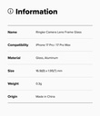 Apple iPhone 17 Pro Max | Vidrio Templado Ringke Camera Lens Frame Glass (pack de 2)
