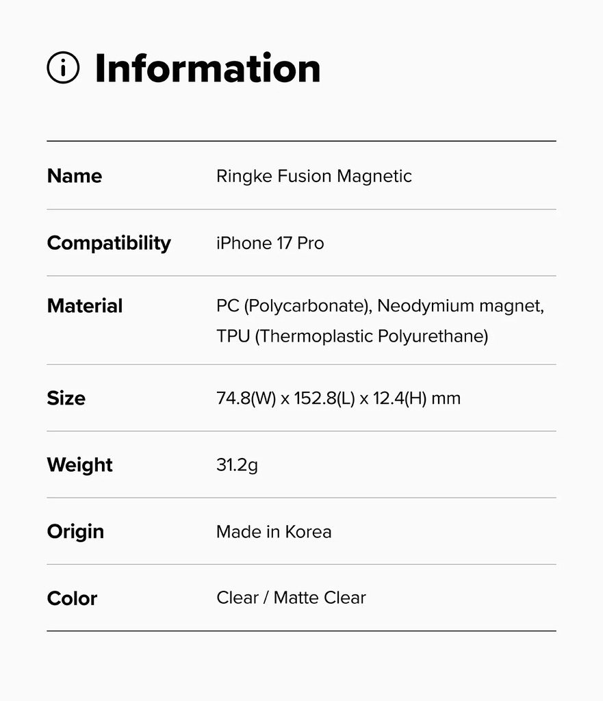 Apple iPhone 17 Pro | Funda Ringke Fusion Magnetic