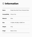 Apple iPhone 17 Air | Vidrio Templado Ringke Easy Slide Privacy (pack de 2)