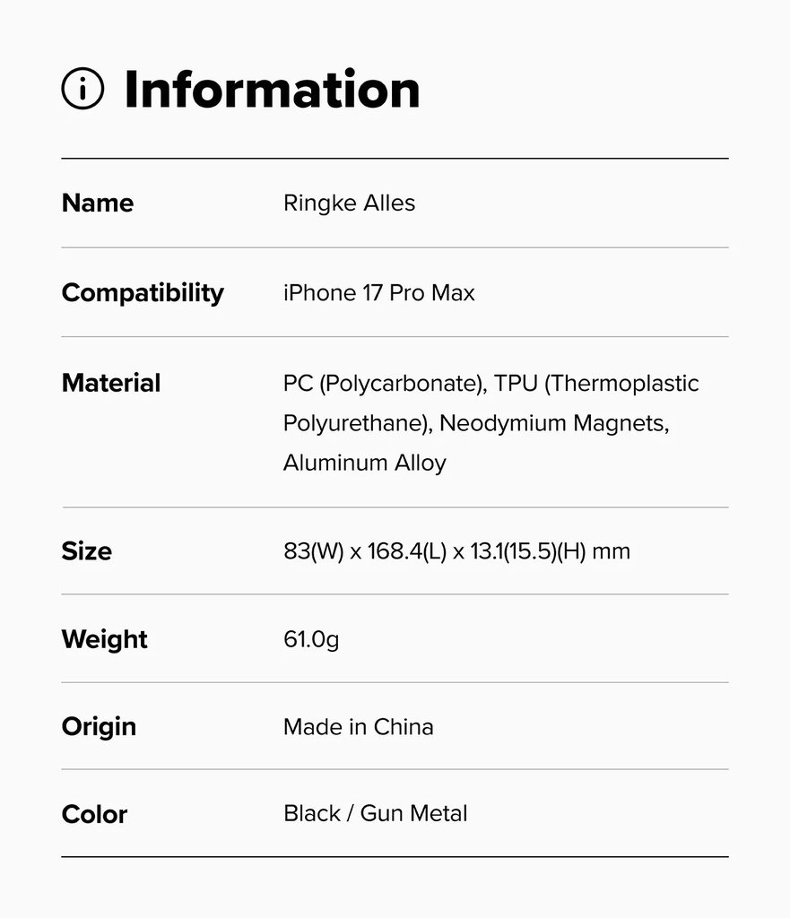 Apple iPhone 17 Pro Max | Funda Ringke Alles