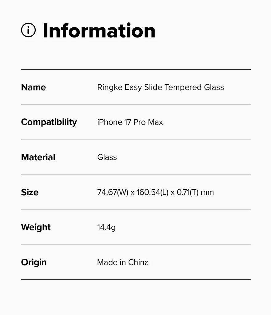 Apple iPhone 17 Pro Max | Vidrio Templado Ringke Easy Slide (pack de 2)