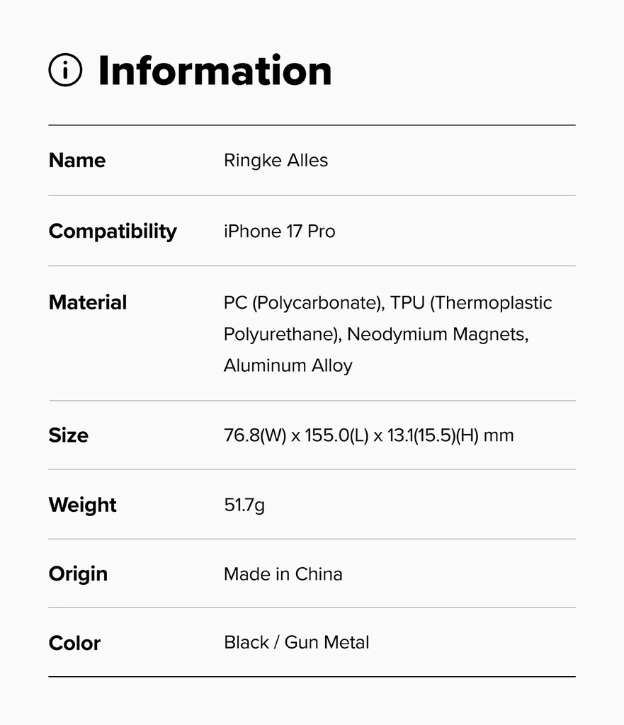 Apple iPhone 17 Pro | Funda Ringke Alles