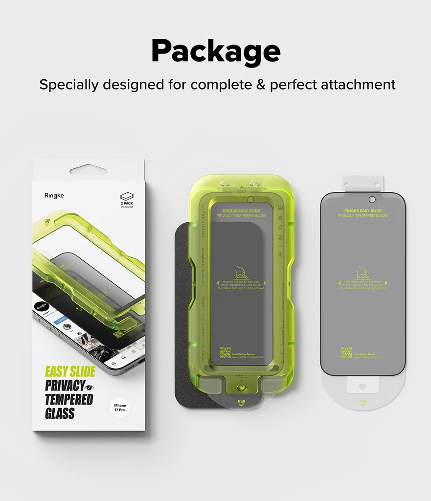 Apple iPhone 17 Pro | Vidrio Templado Ringke Easy Slide Privacy (pack de 2)