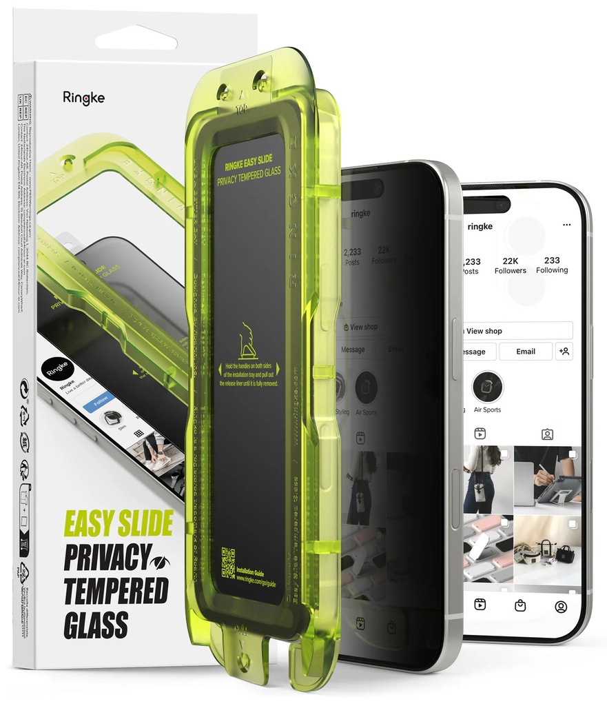 Apple iPhone 17 | Vidrio Templado Ringke Easy Slide Privacy (pack de 2)
