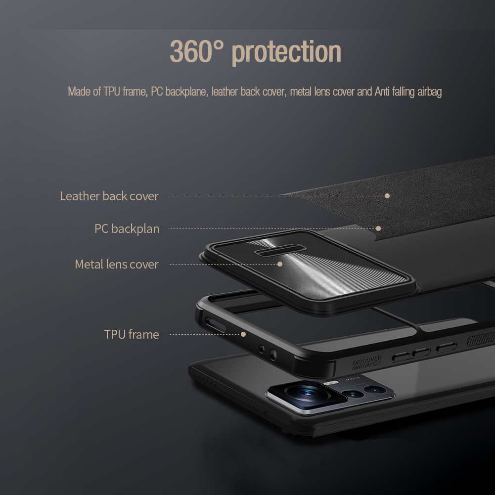 NILLKIN CamShield Leather S Negro para Xiaomi 12T Pro