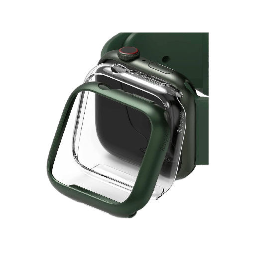 RINGKE SLIM Case - Clear + Verde Obscuro - para Apple Watch Series 7 / 8 de 45mm